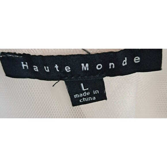 Haute Monde Sheer Embroidered Floral Top Short Sleeve Size Large - Picture 9 of 11